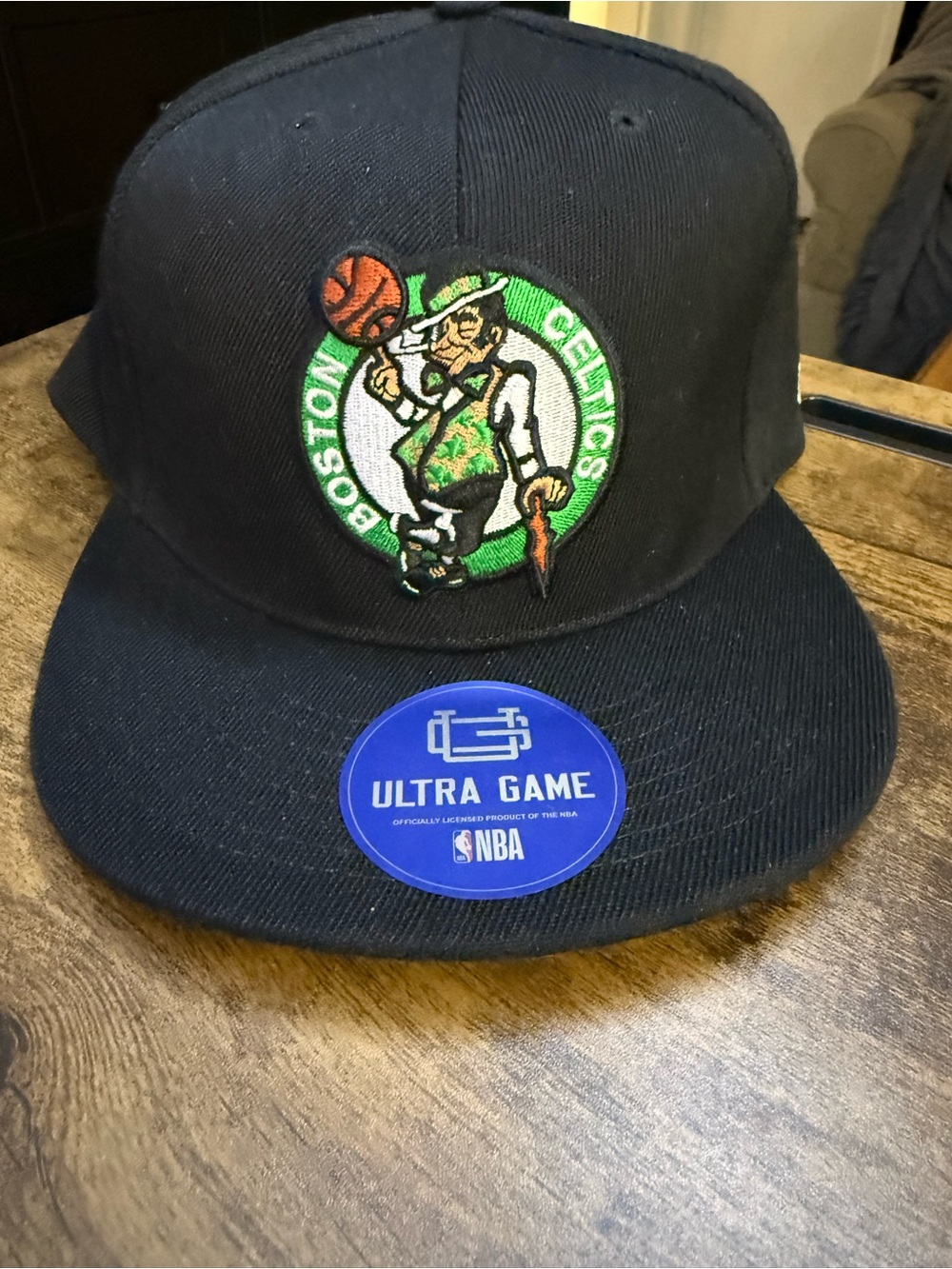 NBA Black Snapback Hat with Green & White Celtics Logo